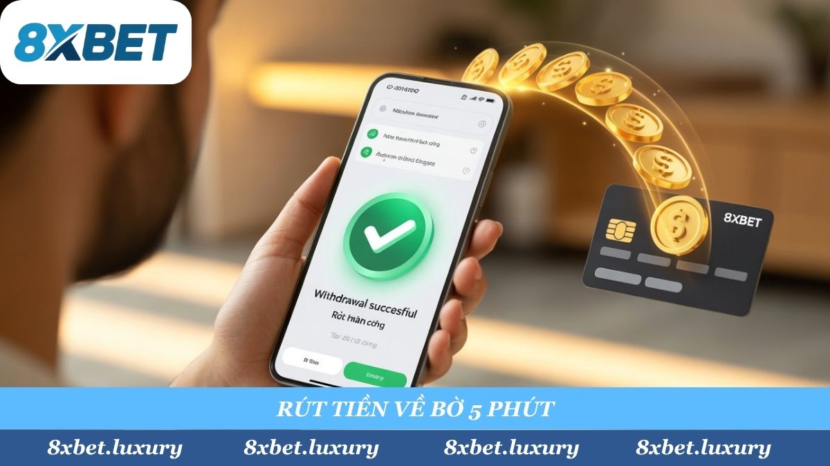 Quy trình rút tiền 8Xbet được tối ưu hóa, tiền về tài khoản ngân hàng của bạn chỉ trong 5 phút sau khi lệnh được duyệt.